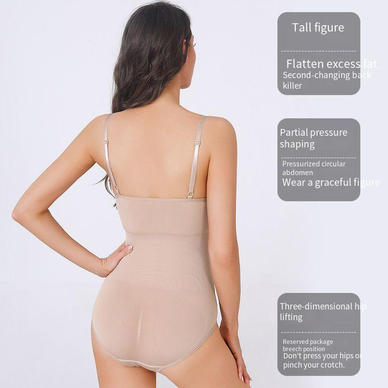 Shapewear Bodysuit With Chest Pad One Piece Body Shaper, Tummy Tightening Elastic Hip Lifting Corset, Tight Suspenders, Body Shaping, Slimming Tight_voghion.com