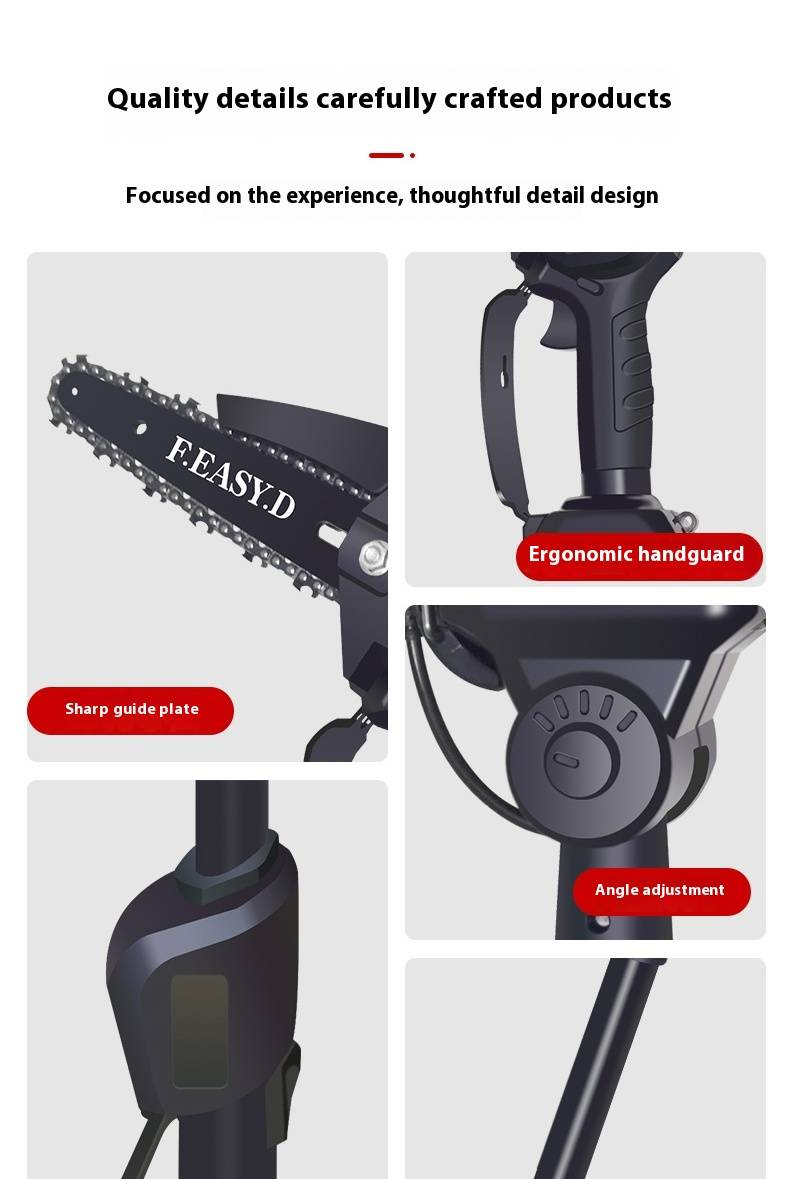 Cordless Lithium-Ion Battery Chainsaw With Extendable Pole For Tree Trimming, Pruning And Wood Cutting Lightweight Electric Chainsaw_voghion.com