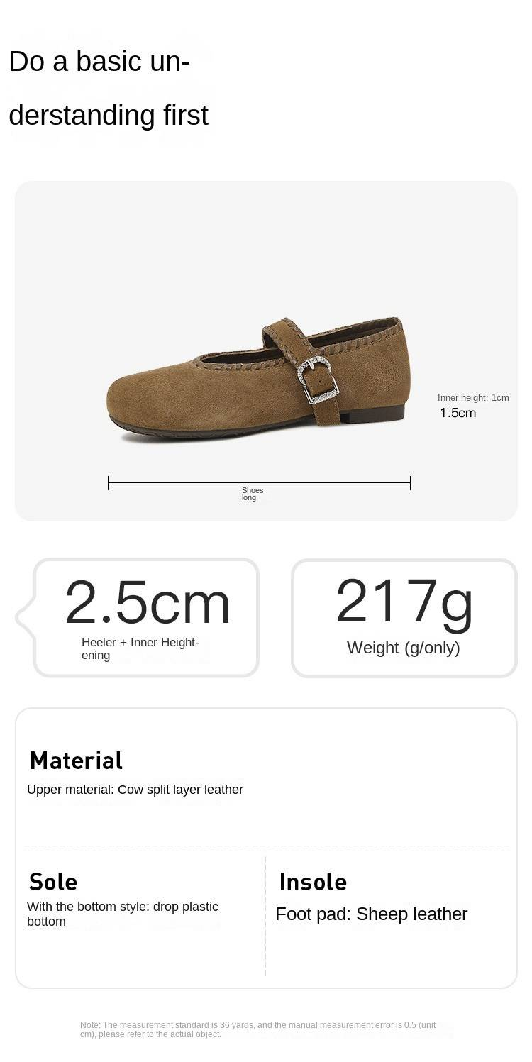 Cameido Retro Suede Buckle Mary Jane Shoes For Women, 2025 Autumn Soft Sole And Upper Flat Ankle Strap Shoes_voghion.com
