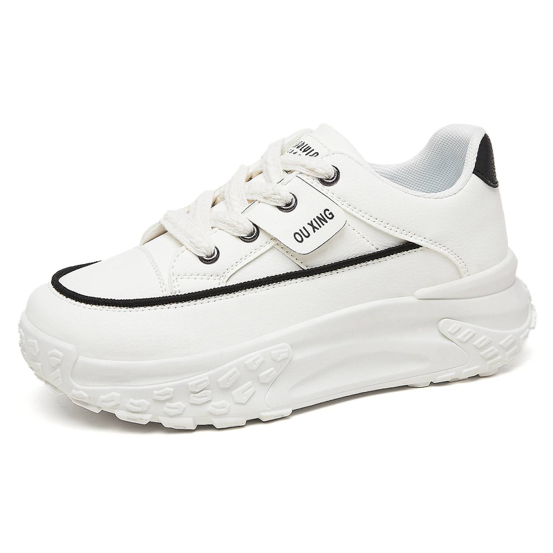 Damen Freizeitschuhe, Einzelschuhe, Damenschuhe mit Reifensohlen, weiße Turnschuhe_voghion.com