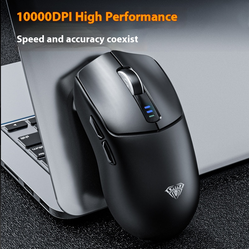 Wireless Gaming Mouse - Bluetooth/2.4G/Wired, 10000DPI, 6 Buttons, Ergonomic Design, RGB Lighting For PC (Black/White/Red/Purple)_voghion.com
