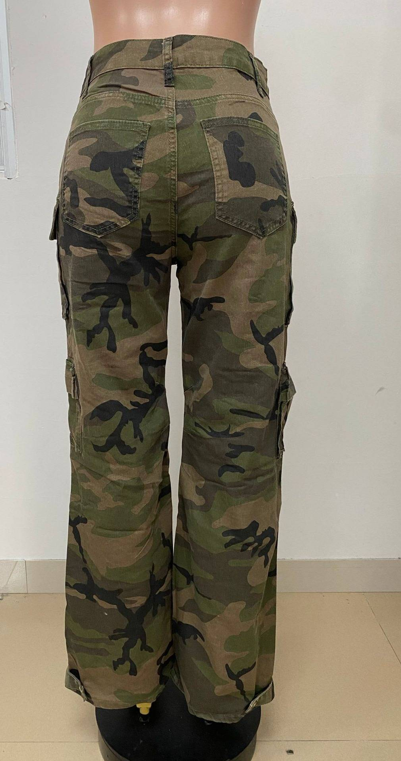 Streetwear Camo Cargo Pants – Distressed & Washed Denim mit mehreren Taschen (S/M/L/XL/XXL, Militärgrün/Urban Camo)_voghion.com