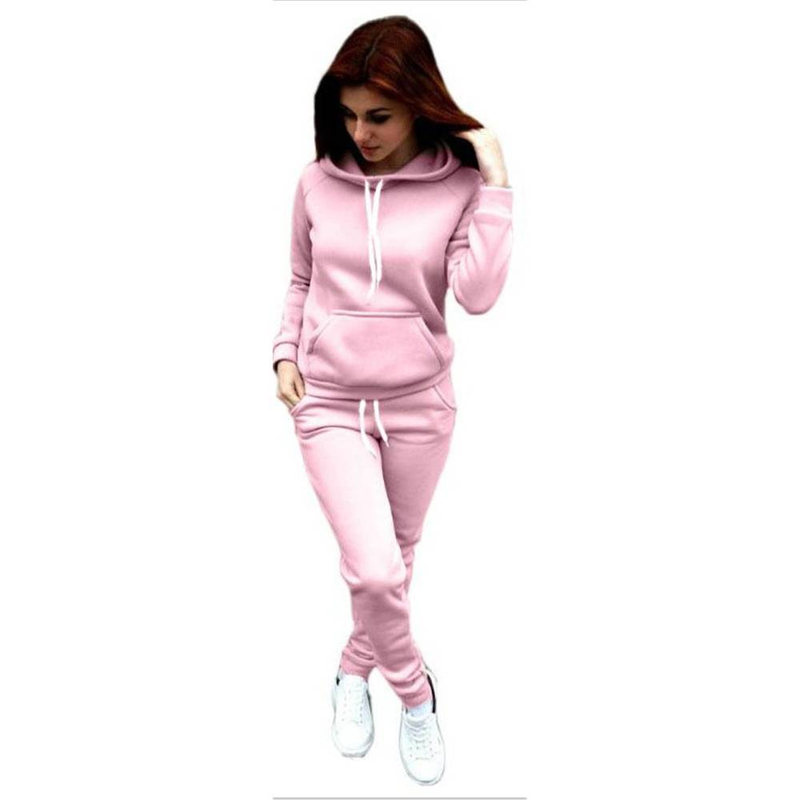 Femmes surdimensionné pulls sweats décontracté pantalons longs costume de sport fille femme hiver sweats à capuche deux pièces ensembles survêtement_voghion.com