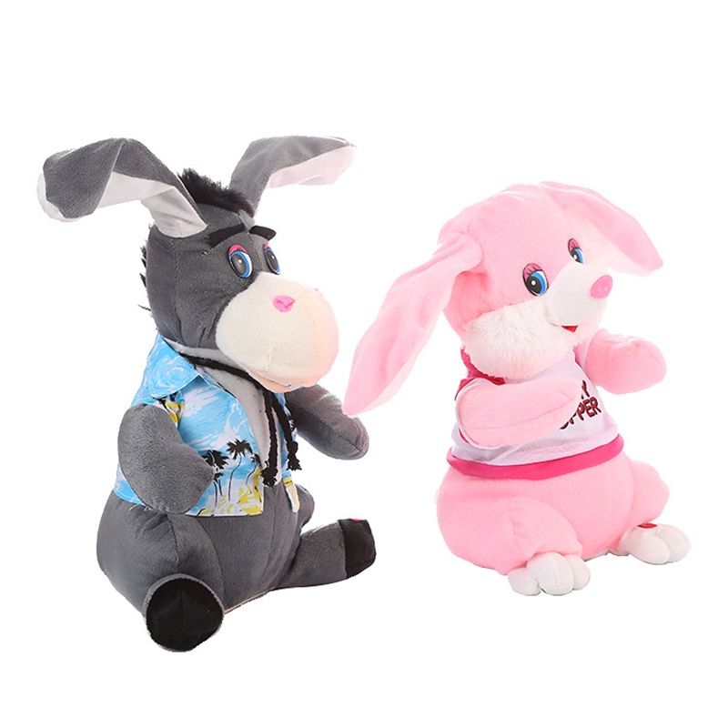 New Plush Crossborder Electric Toy With Singing And Dancing Donkey And Rabbit Ears 30cm Height_voghion.com