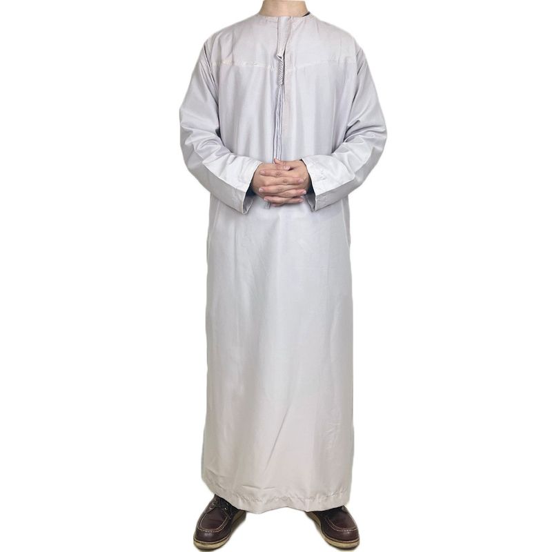Men's Clothing men's robe solid color pocket design round neck long clothing_voghion.com