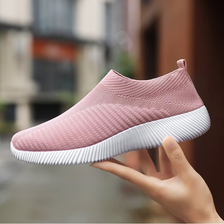 Plus Size Flyknit Dames 2024 Nieuwe Ademende Casual Elastische Sokken Lage Comfortabele Moederschoenen_voghion.com