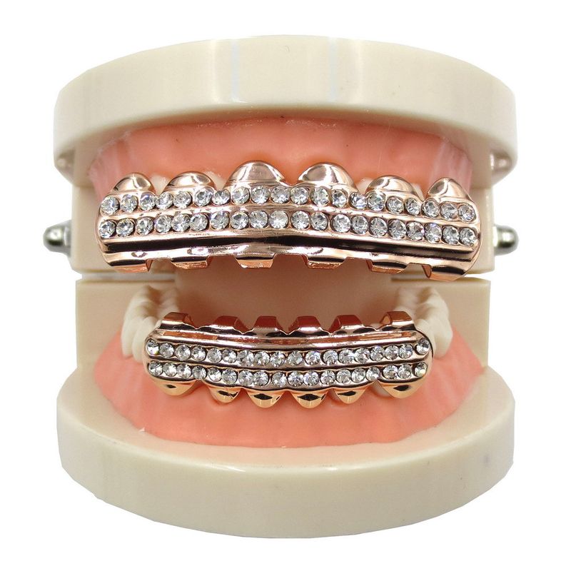 Gioielli Hip Hop per uomo e donna, Grillz placcati in oro con pietre CZ - Design geometrico, taglie 7-11, perfetti per feste, matrimoni e regali_voghion.com