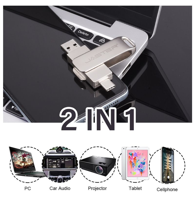Naprave za shranjevanje USB ključek tipa C avtomobilski USB ključek vrtljiv visokohitrostni kovinski USB ključek z dvojno uporabo velike zmogljivosti_voghion.com