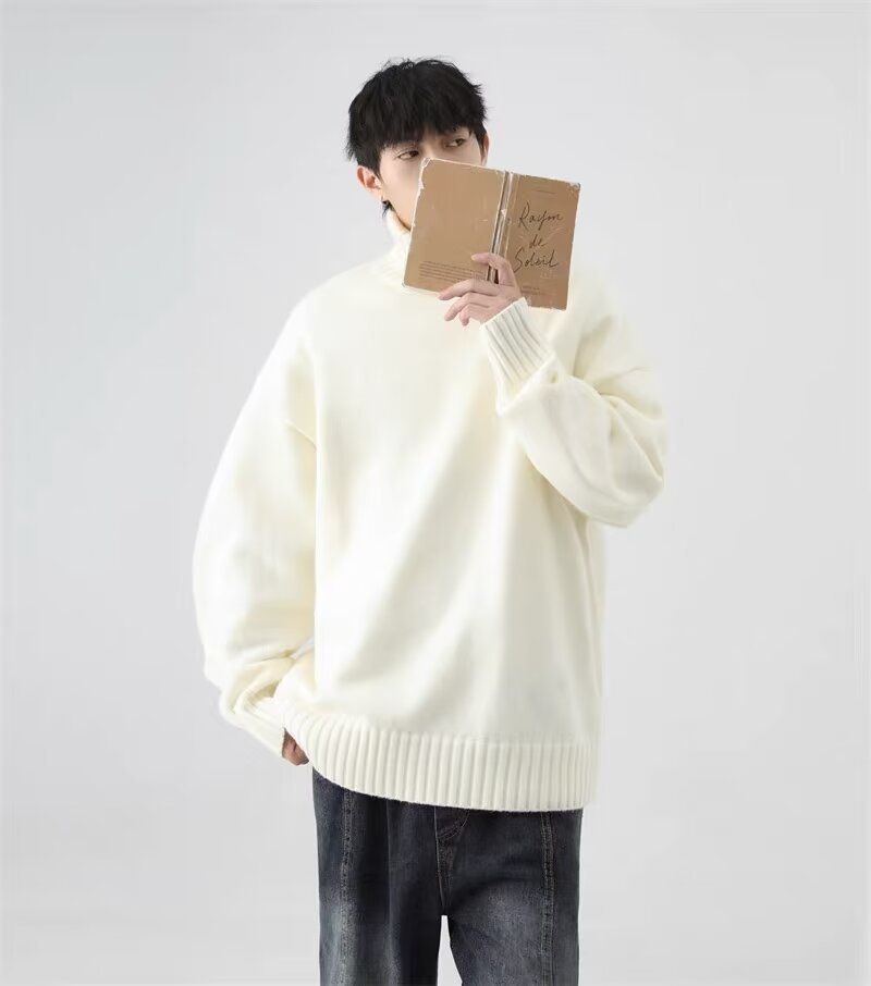 1 maglione lavorato a maglia caldo casual con scollo rotondo, stile pigro, alla moda, autunno-inverno, da uomo, Hong Kong_voghion.com