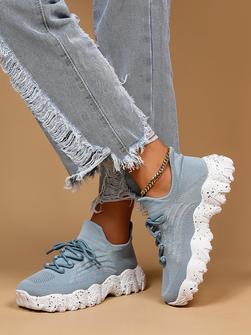 Große größe sport frauen schuhe atmungsaktive fliegen stricken socken schuhe ein-schritt faul schuhe_voghion.com