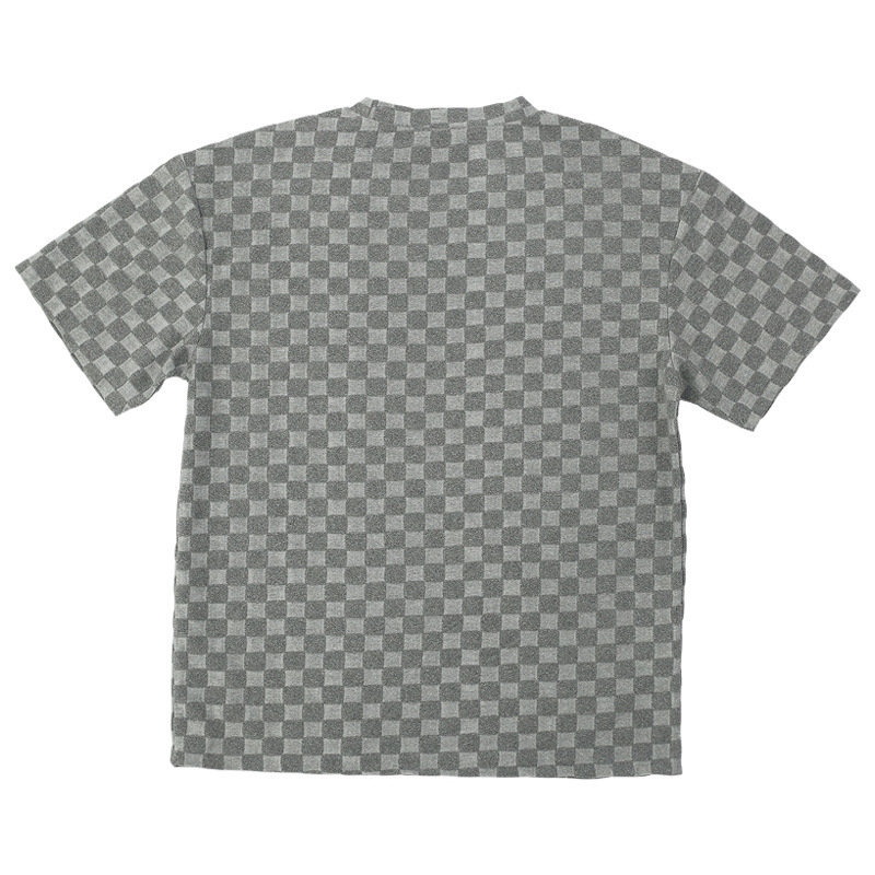 Man's clothing Men's summer jacquard check short sleeve T-shirt loose large size straight leg casual shorts set_voghion.com