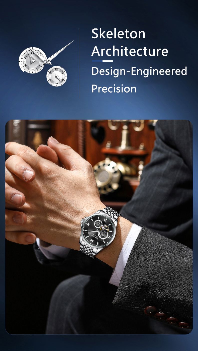 GUANQIN Watches For Man Automatic Movement Small Second Subdial Sports Edition 30M Water Resistance Luminous Men's Wrist Watches_voghion.com