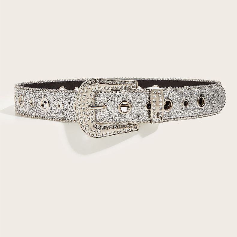 Nouvelle ceinture européenne et américaine pour filles sexy, mode féminine, style tendance et brillant, boucle diamant occidentale Y2K, ceinture large, chaîne de taille_voghion.com