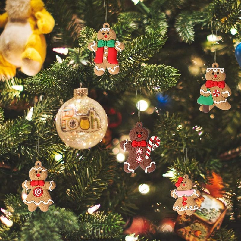 12pcs Man Ornaments For Tree, Assorted Gingerbread Figurines Ornaments, Christmas Tree Hanging Decorations, 3 Inch Tall_voghion.com