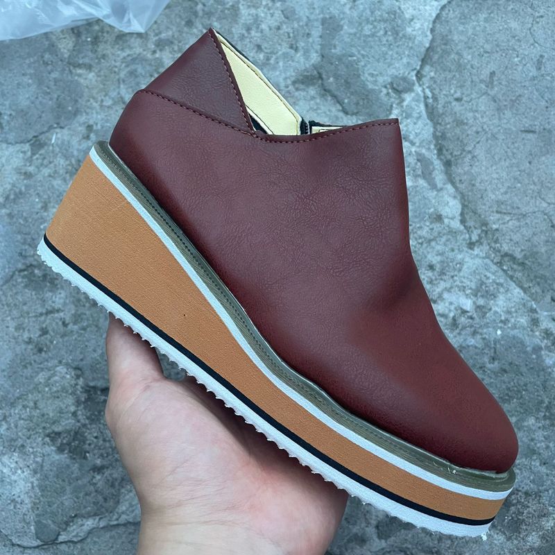 Women's Casual Slip-On Boots With Side Zipper, Round Toe & Chunky Platform Sole, Comfortable Low Heel Shoes For Fall And Winter_voghion.com