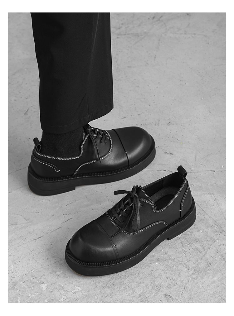 Niche – Weiße E Big Head Vibe – Lässige Derby-Schuhe mit dicker Sohle_voghion.com