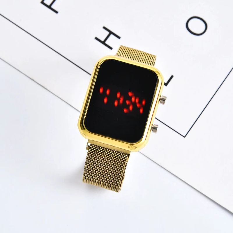 hot-selling fashion square LED touch screen men's watch lazy magnet buckle strap simple and atmospheric men's watch_voghion.com