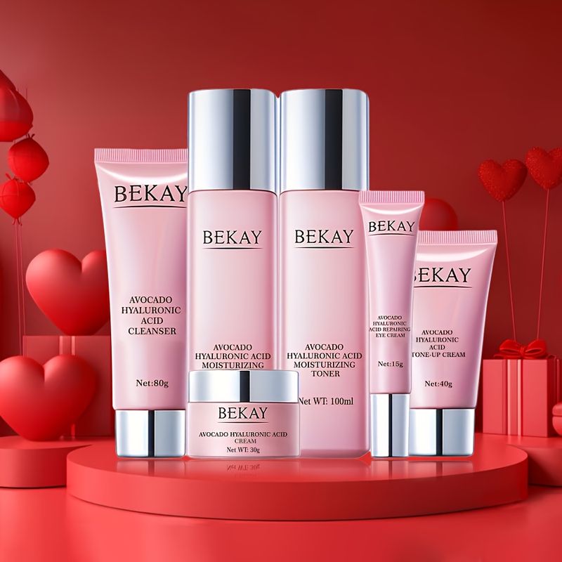 Weihnachtsgeschenk, Avocado Hyaluronsäure Vitalität 6-teiliges Set, Tiefe Feuchtigkeitsversorgung, Heilung trockener Haut, Verbesserung der Flexibilität,_voghion.com