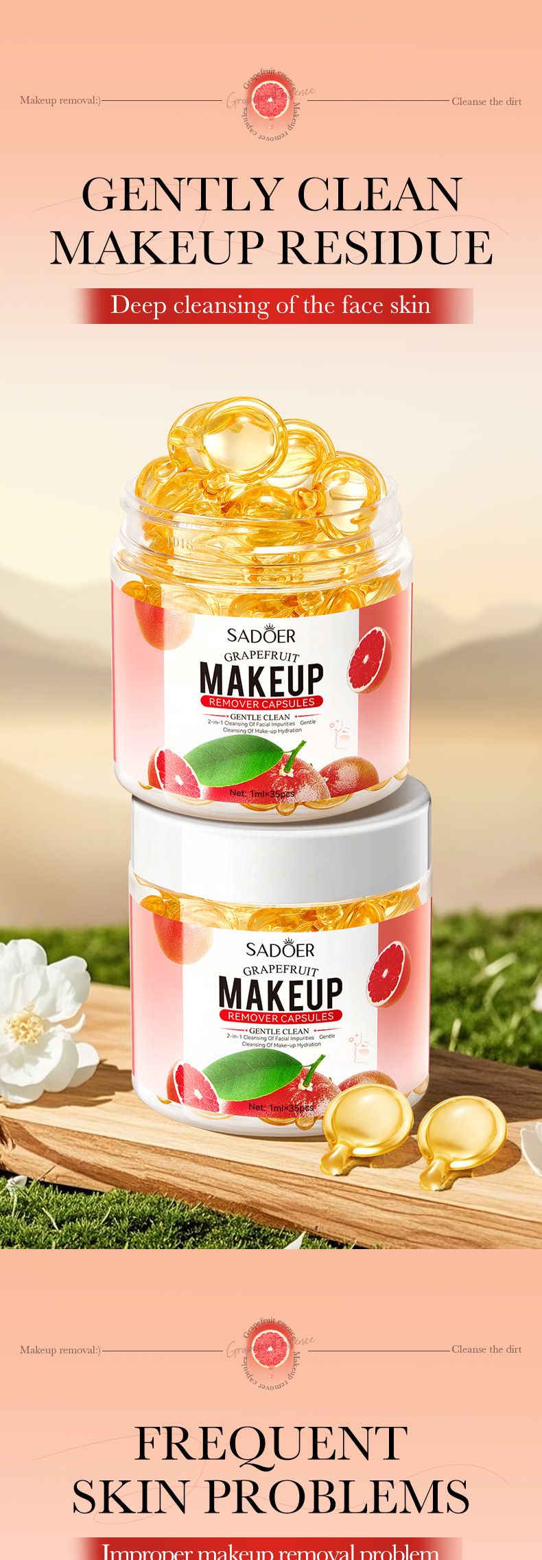Full English Grapefruit SADOER Reinigungs- und Make-up-Entferner-Kapseln_voghion.com