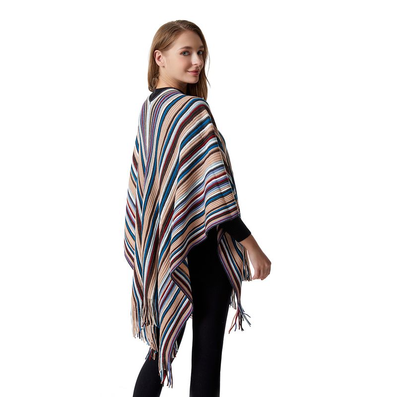 Korean version of cape, women's autumn and winter pockets, thickened medium length knitted sweater, student split warm_voghion.com