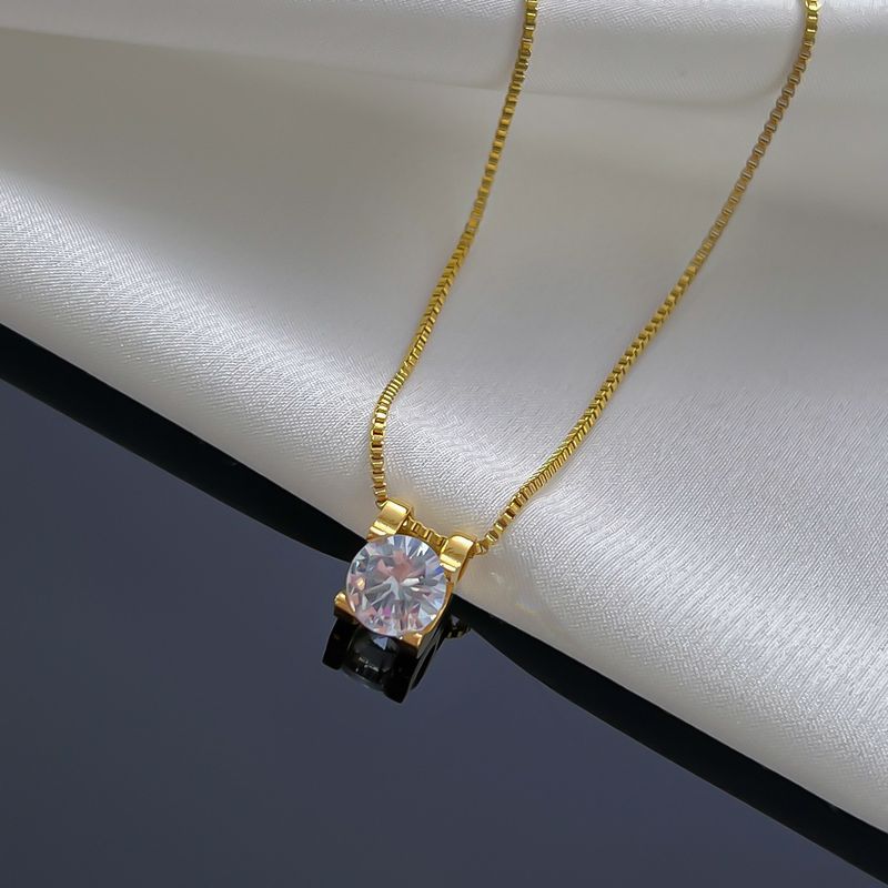Ciondolo a forma di croce in oro con quattro griffe, stile giapponese e coreano, con diamante singolo, versatile per le donne, alla moda per la clavicola._voghion.com