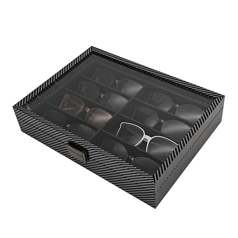 Hjem og hage Svart valnøtttre 8-bits briller Oppbevaring Collection Display Box 8 Bit Solbriller Oppbevaringsboks_voghion.com