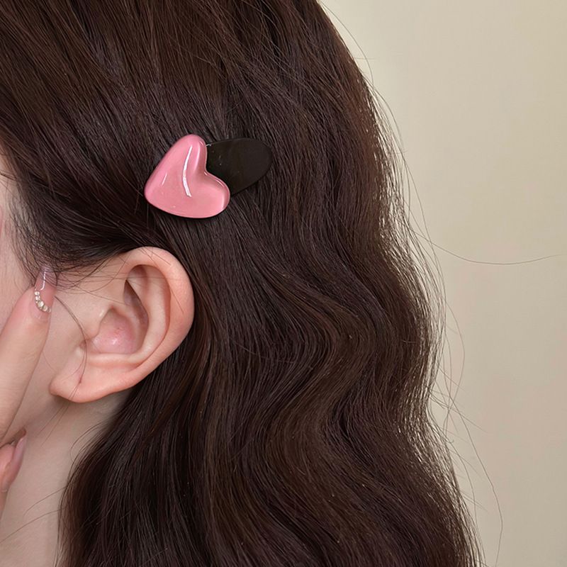Pinza para el pelo con flequillo de amor rosa lindo para mujer, popular en Internet de verano 2023, nueva pinza para el pelo con flequillo lateral_voghion.com
