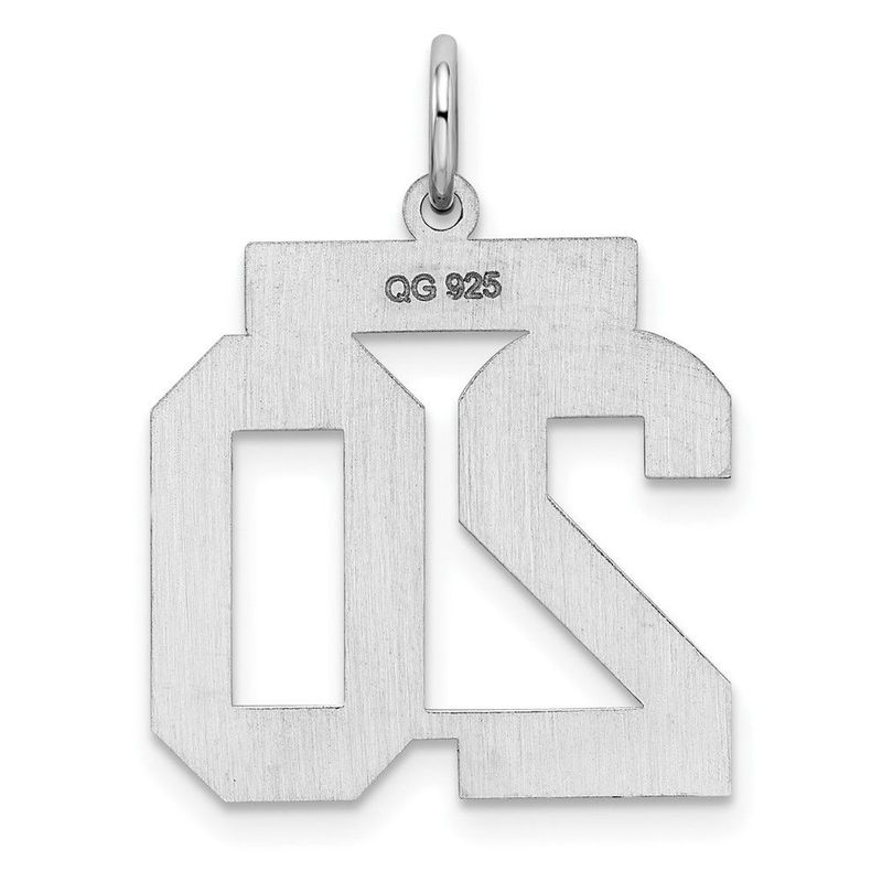 Sterling/Silver Rhodium-plated Polished Number 20 Charm_voghion.com