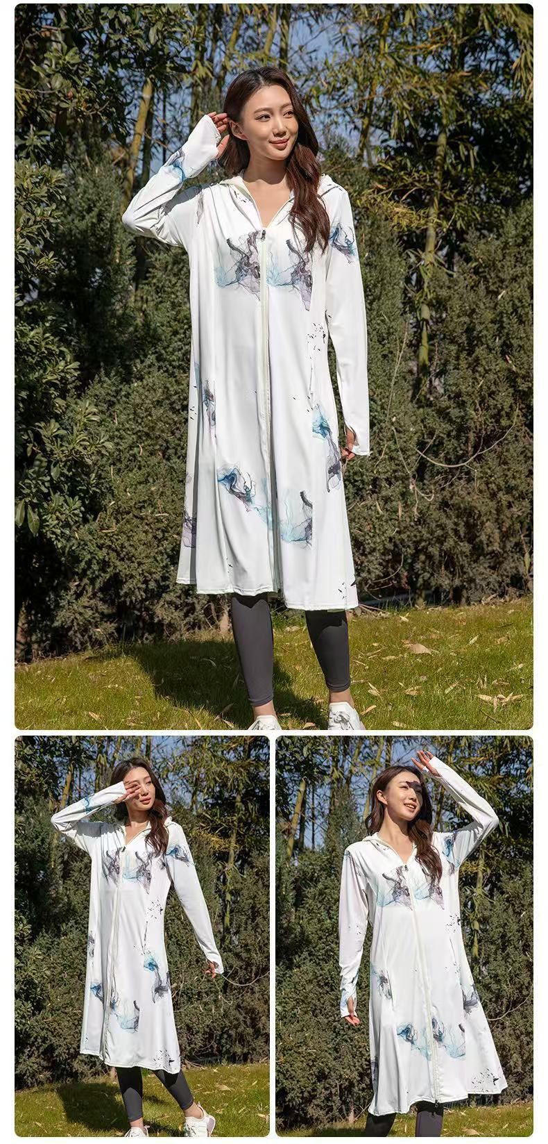 UPF50+ Full-Length Sun Protective Suit For E-Bike Riding - Lightweight UV Protection Jacket With Face Mask & Long Sleeves_voghion.com