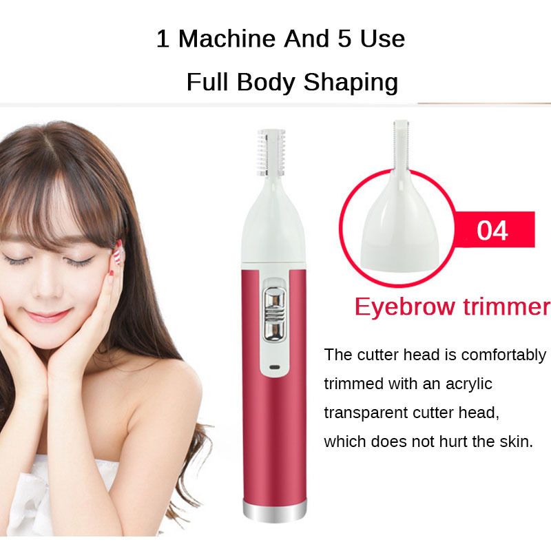 Yeni Trend 5 in 1 USB Elektrikli Bayan Tıraş Makinesi Vücut Kaldırma Epilatör Ağrısız Akülü Burun Saç Kaş Düzeltici_voghion.com