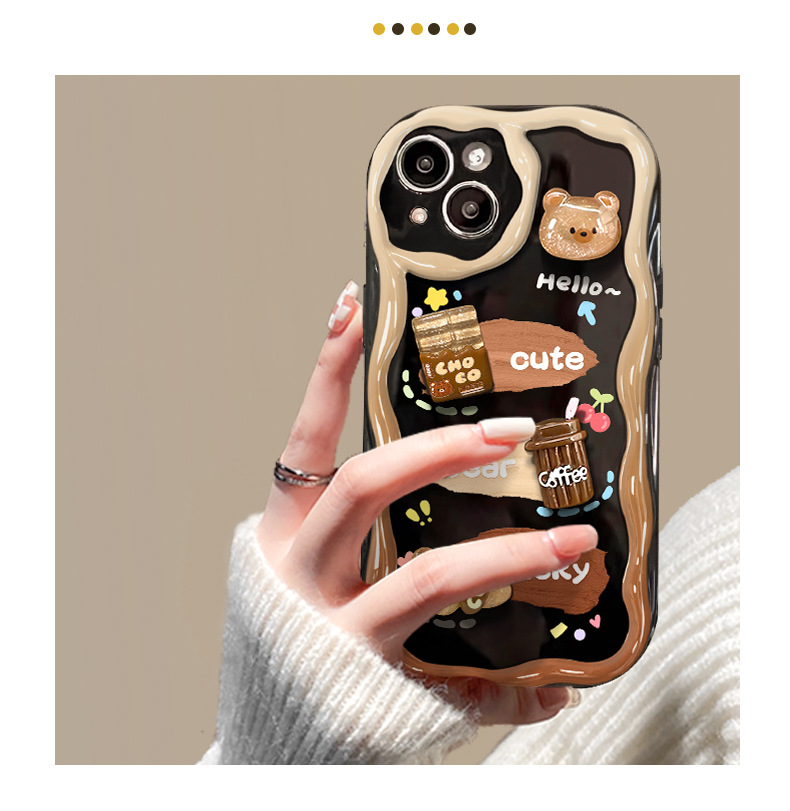 Phone Case Coffee Bear Doll Pendant Suitable Mobile Phone Case Three Dimensional Silicone Cute Soft Shell 12mini_voghion.com