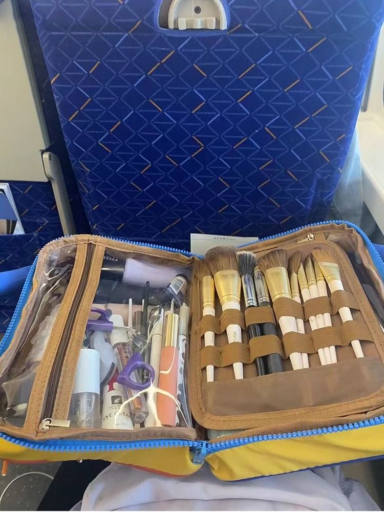 Make-up-Tasche in Blockfarben – Kosmetik-Organizer mit großem Fassungsvermögen (Reise-Kulturtasche, wasserabweisend, mehrere Taschen, süß und stylisch, Pink/Blau/Violett)_voghion.com
