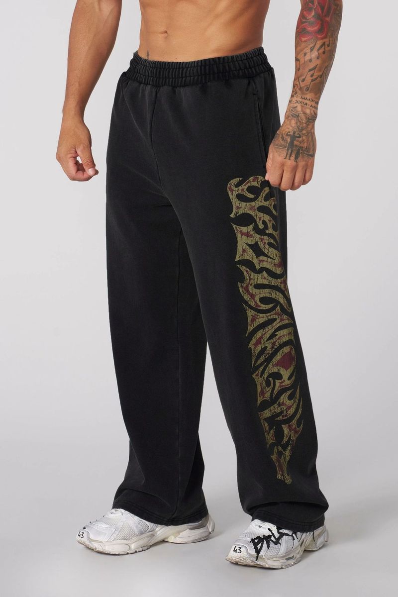 Pantalones deportivos de moda para hombre, para gimnasio, fitness, holgados, rectos, estampados, informales_voghion.com