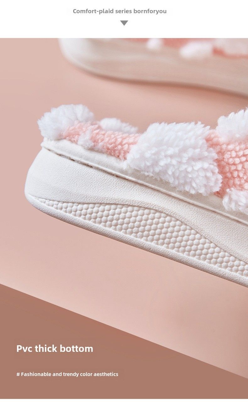 Pantofole invernali antiscivolo e soffici da donna che calpestano gli escrementi, pantofole di cotone spesse e calde da interno, pantofole di cotone da donna all'ingrosso_voghion.com
