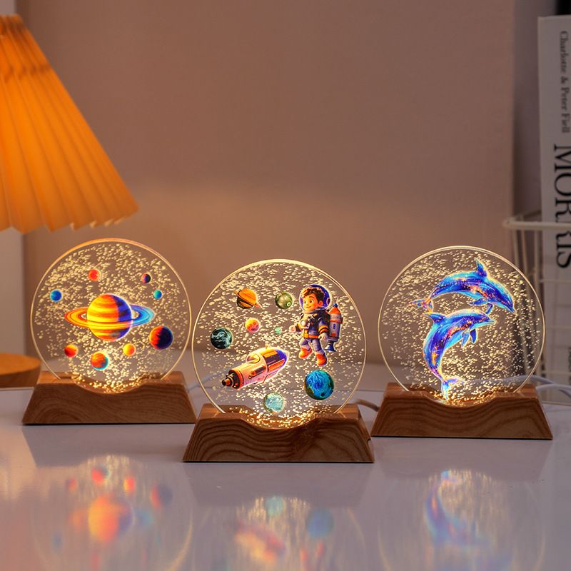 Lampada da tavolo con luce notturna luminosa a disco di cristallo, regalo creativo, decorazione da scrivania_voghion.com