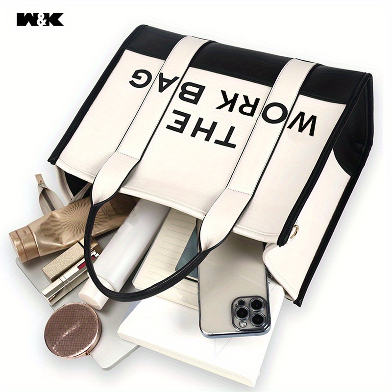 Tofarvet mulepose, Crossbody-taske med bogstavtryk, håndtaske i PU-læder til kvinder til pendler_voghion.com