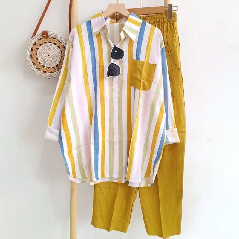 Abito da donna alla moda, ampio, aderente, casual, a righe, a maniche lunghe, commercio estero all'ingrosso_voghion.com