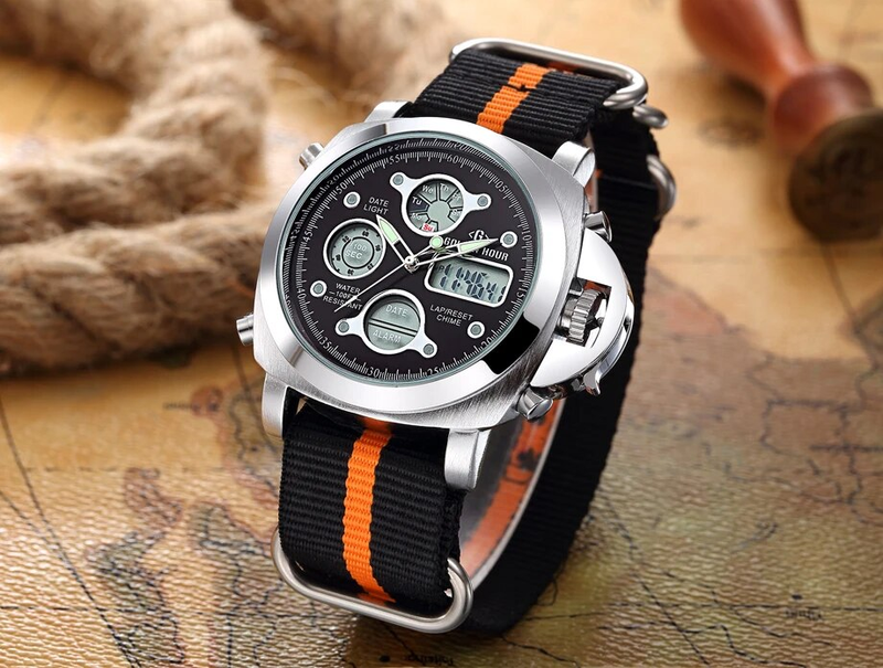 Sports Men Watches Analog Digital Dual Display Date Week Wrist Mens Watch Canvas Cool Outdoor Male Hour_voghion.com