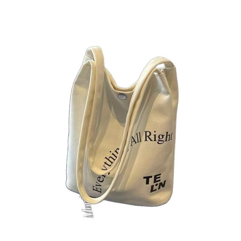 Canvas Shoulder For Women 2025 Spring Summer New Commuter Underarm Bucket Large Capacity Tote Bag_voghion.com