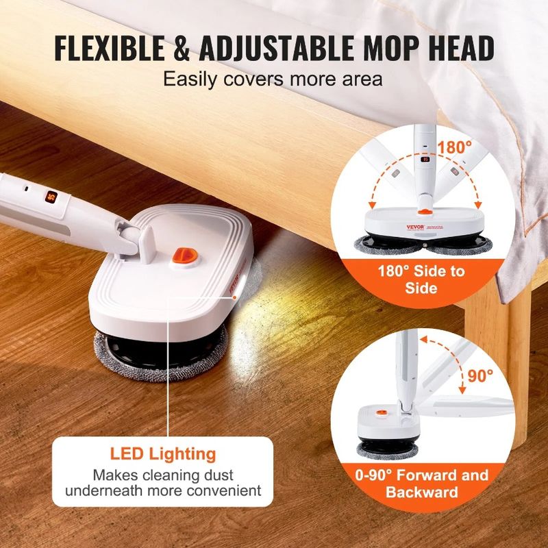 Light Mop Up 40 Dual Tank Mop To Electric Microfiber 4 Water With S 4 LED Spin Electric Cordless And Pads Battery Tra Mins Mop_voghion.com