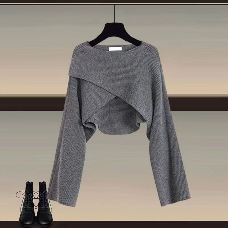 Roupas femininas Camisola de malha camisa perna larga calças três peças terno tamanho grande roupas femininas moda feminina slim_voghion.com