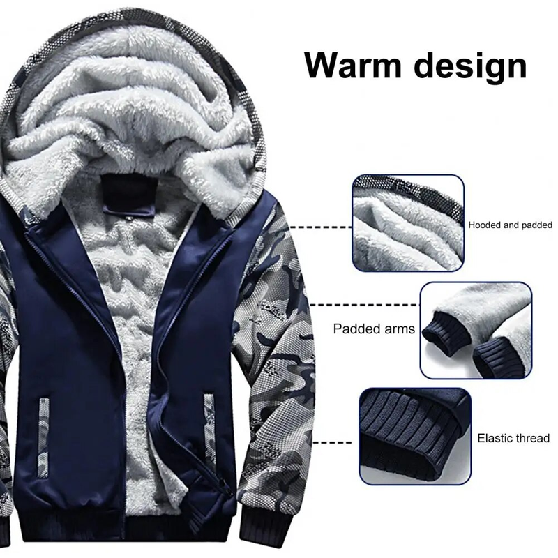Männer Winter Jacke Set Männlichen Trainingsanzug Fleece Futter Camouflage Print Sweatshirt Hosen Unten Jacke Mann Casual Jacket189_voghion.com
