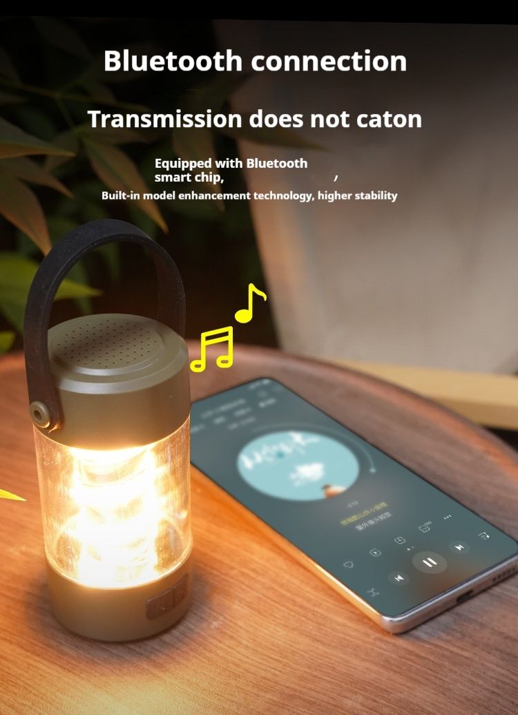 Yeni Bluetooth Ses Çok Fonksiyonlu Şarj Çadırı Kanca Tarzı Kamp Işığı_voghion.com