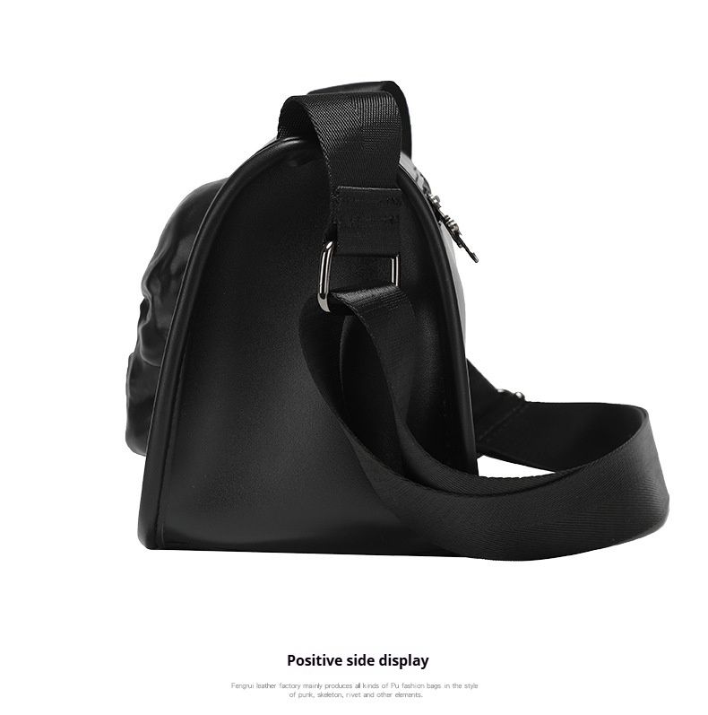 Borsa a tracolla firmata da uomo, design personalizzato con teschio, grande capienza, piccola borsa quadrata alla moda, borsa a tracolla versatile per uomo e donna._voghion.com