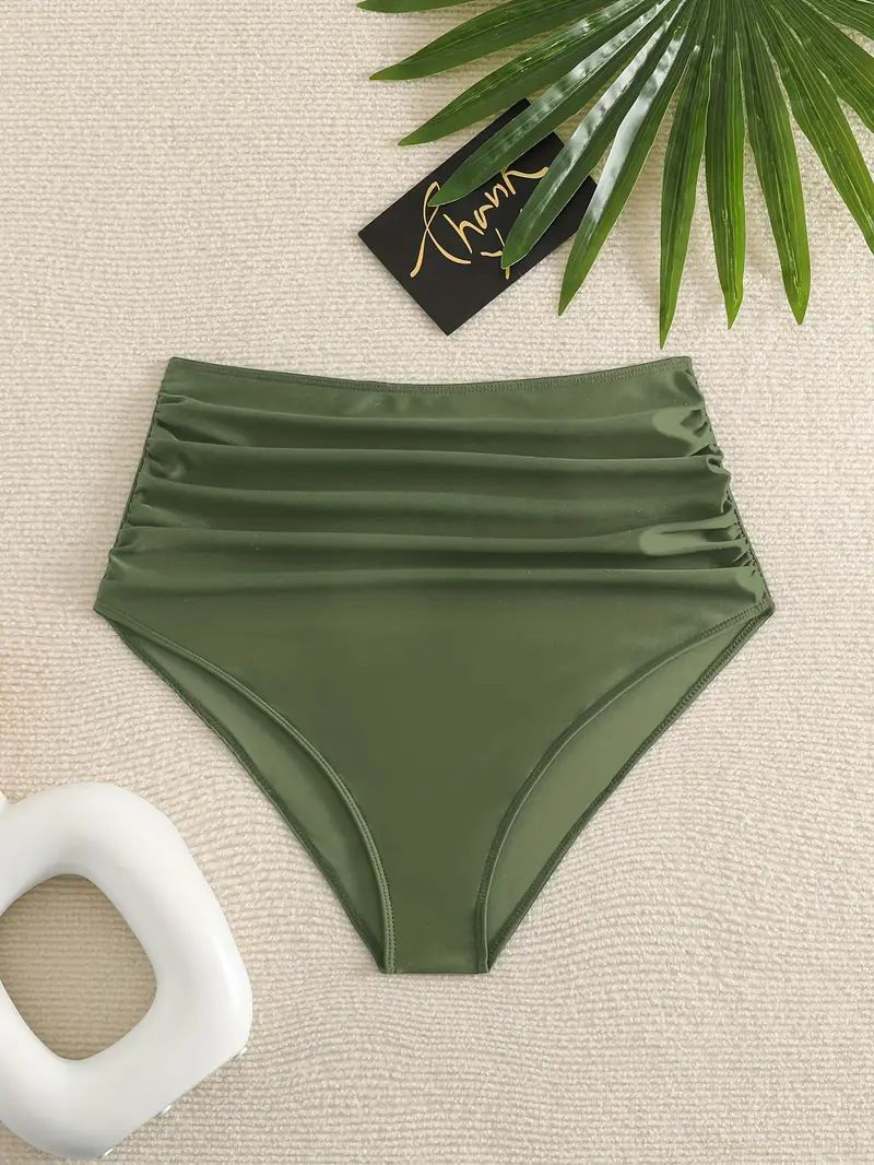 High-Waisted Bikini Bottom – Tummy Control & Quick-Dry Fabric (S-XL) – Solid/Animal Print Swimwear For Women_voghion.com