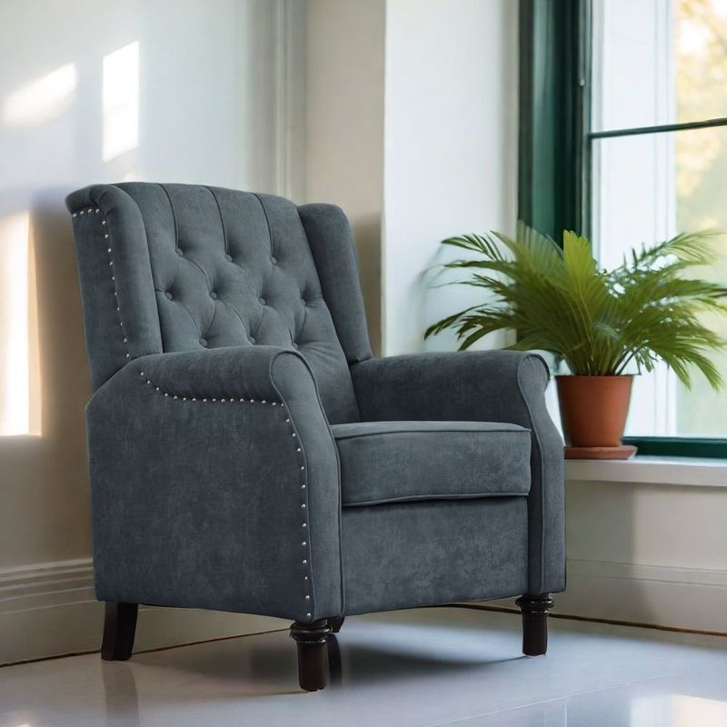 Redde Boo New Design Classic Dark Gray Waterproof Fabric Living Room Pull Button Sofa, High Back Manual Recliner Chair Cinema Home Theatre Cozy Recliner Sofa_voghion.com