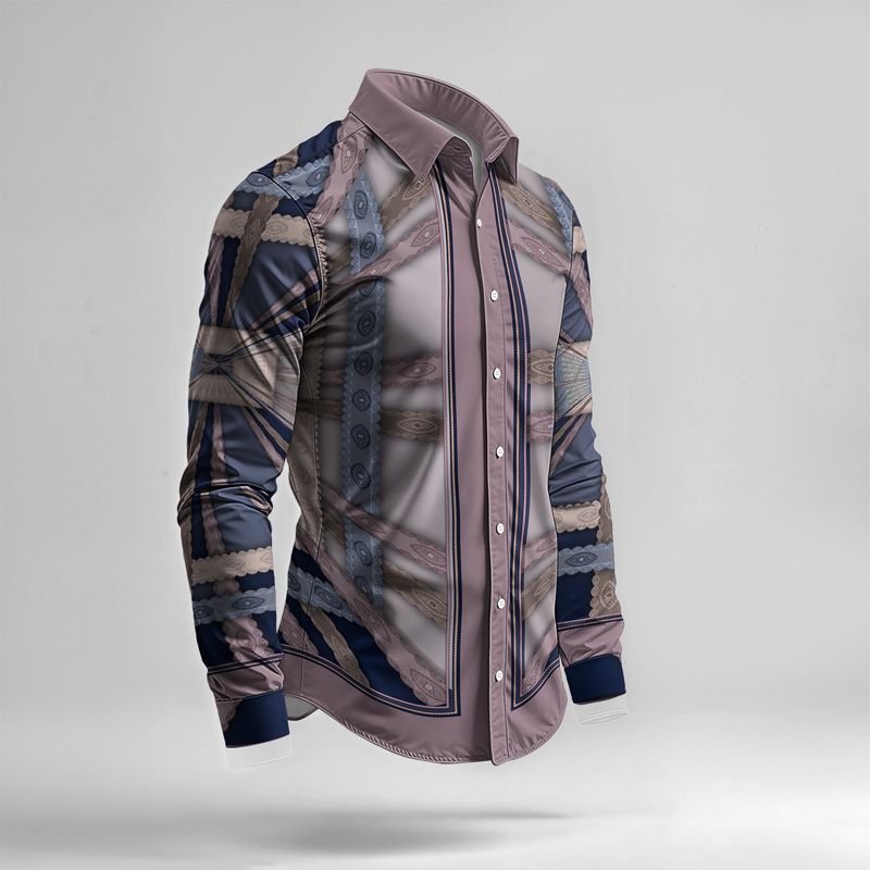 2025 Spring Summer Men Shirt Set Brand Print Fashion Printing Two Piece Set Mens Light Luxury Lightweight Party Long Sleeves_voghion.com