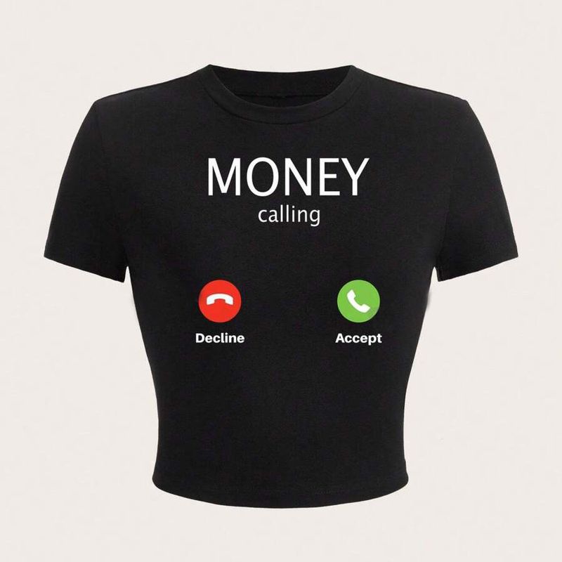 Zomer 2024 Nieuw product Eenvoudige mode bedrukte open navelstreng afslankende onderkant dames top T-shirt_voghion.com