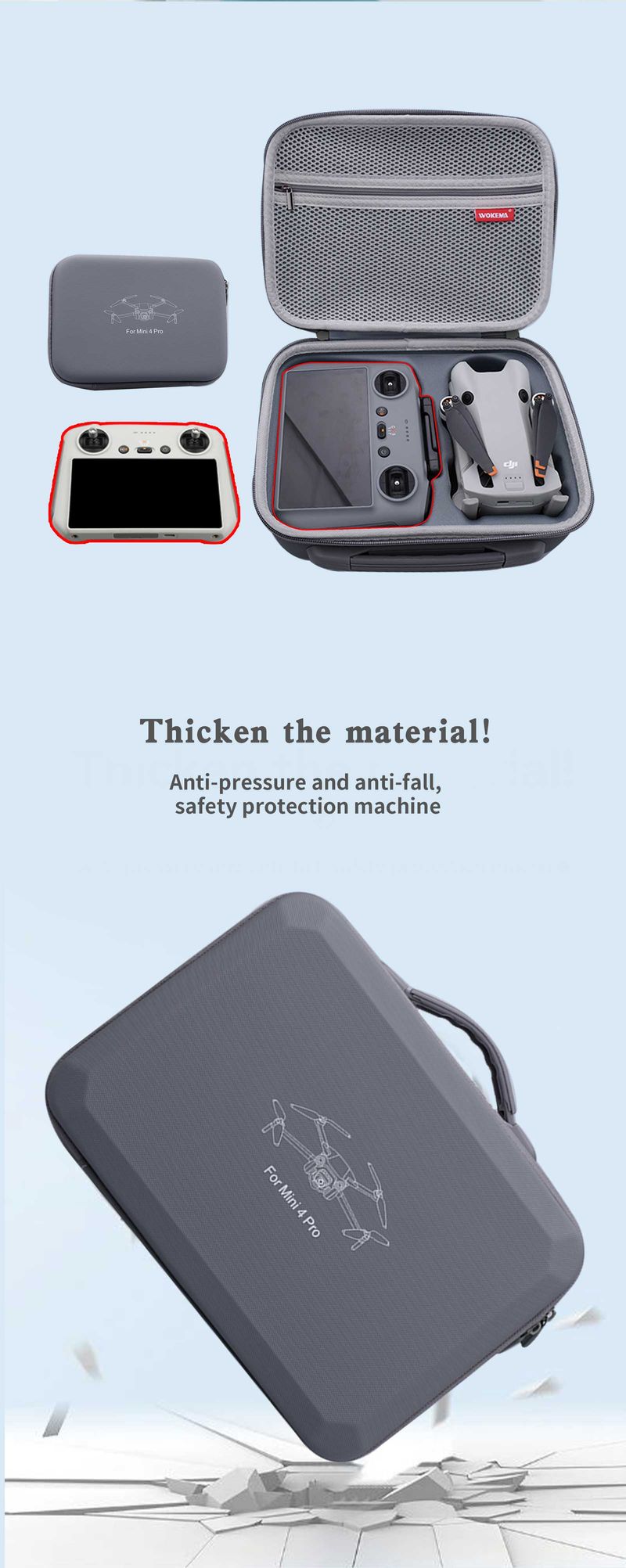 Per DJI Mini 4 PRO Drone Corpo Telecomando Accessori Scatola di immagazzinaggio resistente agli urti Borsa a tracolla Borsa a mano_voghion.com