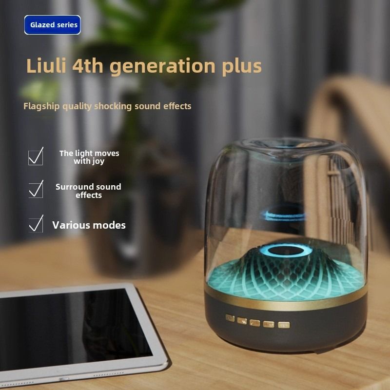 Subwoofer da tavolo Glazed 4a generazione Bluetooth Speaker GLASS Black Gold Collection Scheda altoparlante_voghion.com